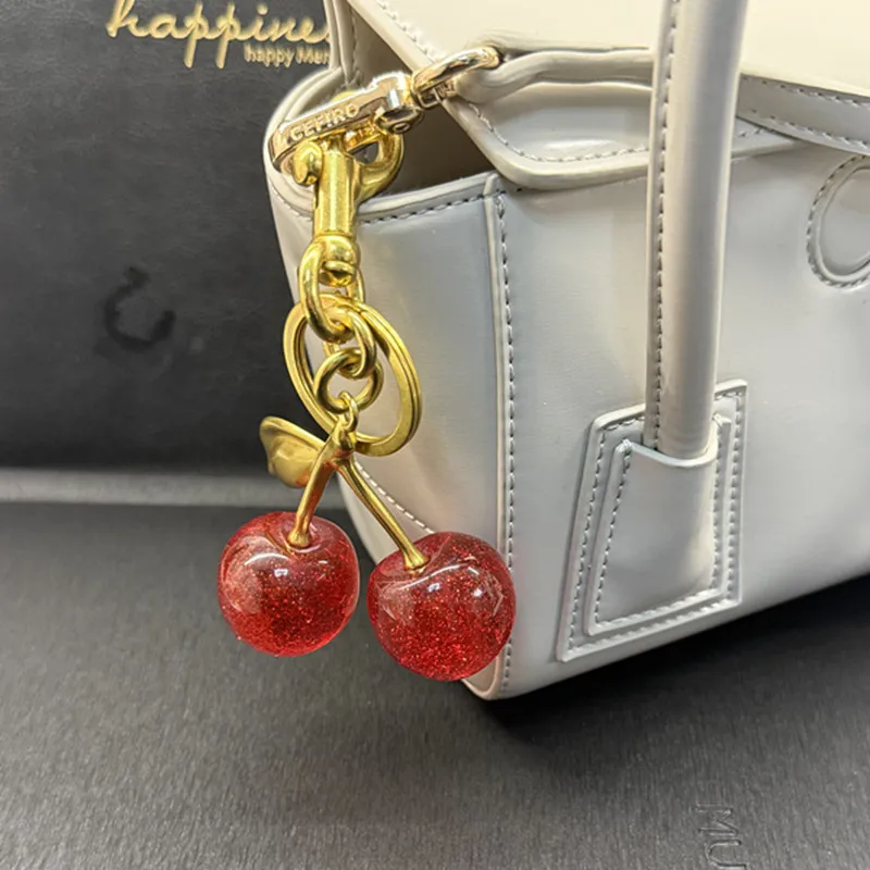 الأحمر الشفاف كريستال الكرز قلادة الديكور لمدرب حقيبة يد حقائب كتف المرأة حقيبة سلسلة مفاتيح سحر الإكسسوارات