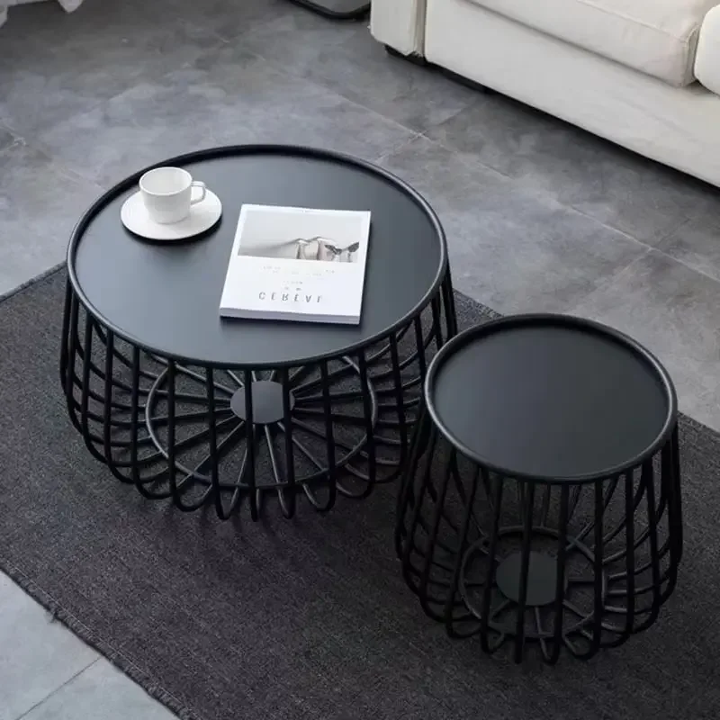 北欧ライト高級錬鉄製コーヒーテーブルシンプルモダンラウンドインダストリアルスタイルリビングルーム小さなアパート家具