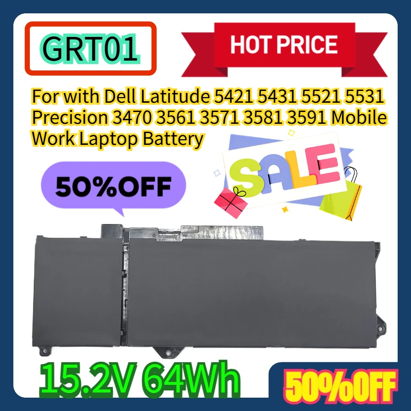 

Для Dell Latitude 5421 5431 5521 5531 Precision 3470 3561 3571 3581 3591 мобильная работа GRT01 15,2 В 64 Втч аккумулятор для ноутбука