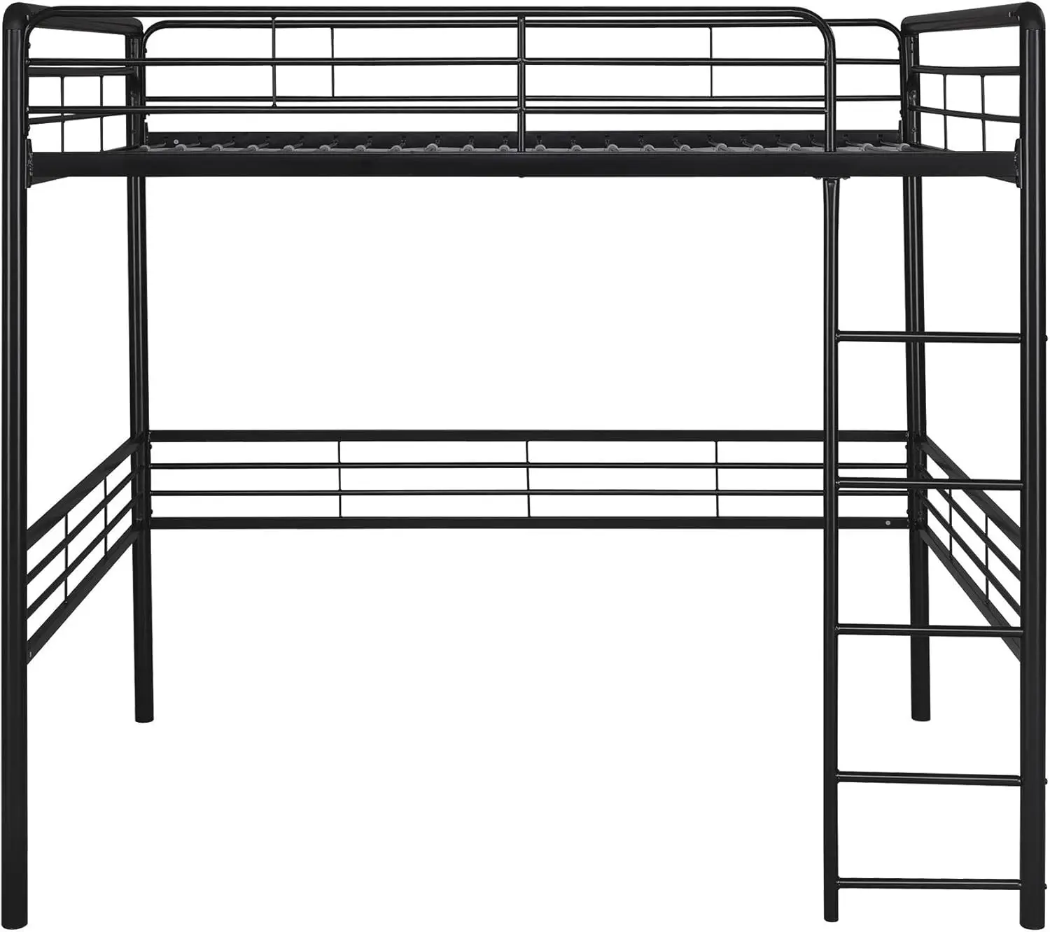 Volledig Metalen Loft Bed Met Ladder Ruimtebesparend Ontwerp, Zwart