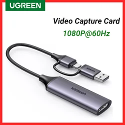 UGREEN HDMI Video Capture Card 1080P@60Hz HDMI to USB Type C Video Grabber Box for PC Computer Camera Live Streaming Record