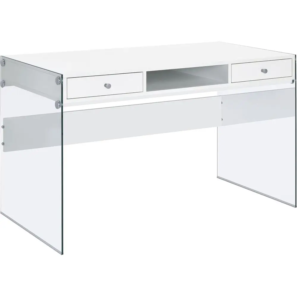 

Dobrev 48 2 Drawer Writing Desk in High Gloss White, 800829