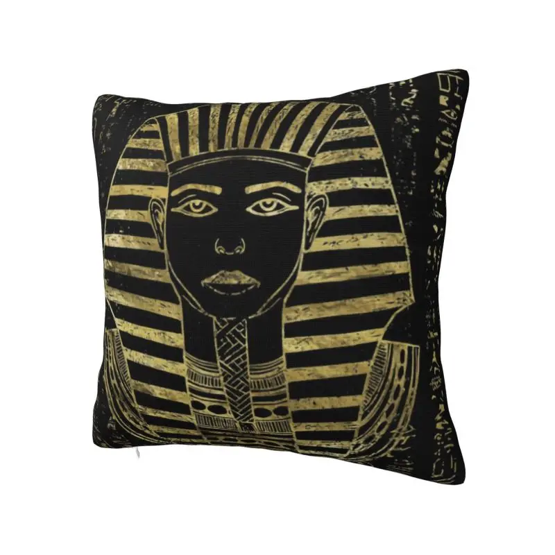 Modern Gold Sphinx Head With Egyptian Hieroglyphs Cushion Cover for Sofa Velvet Ancient Egypt Throw Pillow Case Home Decor