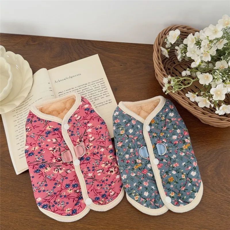 

Overalls for Dogs Cats Winter Dog Clothes Fashion Floral Puppy Coat Pet Warm Jacket Chihuahua Yorkie Dachshund Plush Dog Vests