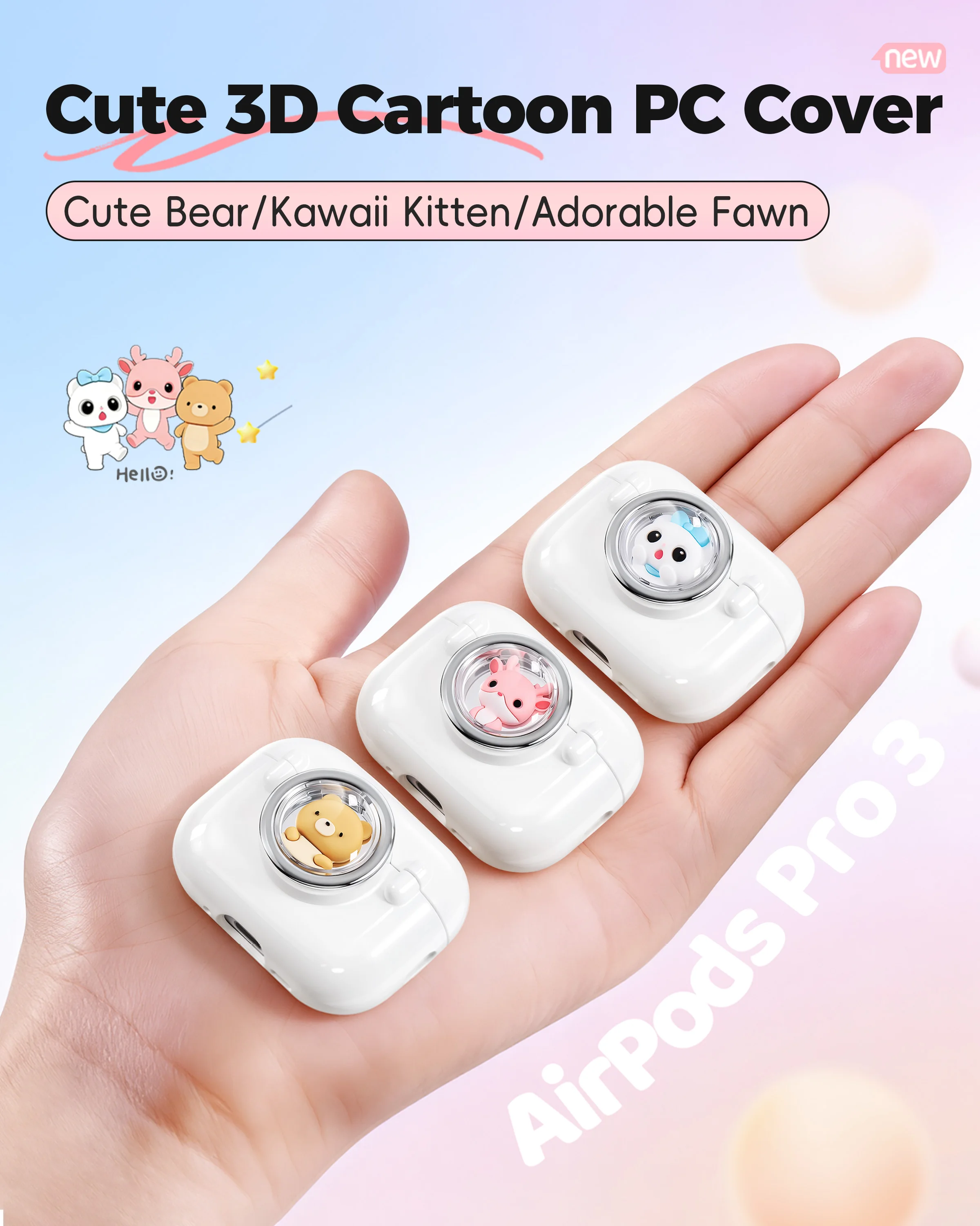 AirPods Pro 3用のかわいい3D漫画風ケース、安全 - Pc Security Lock のレビューと価格