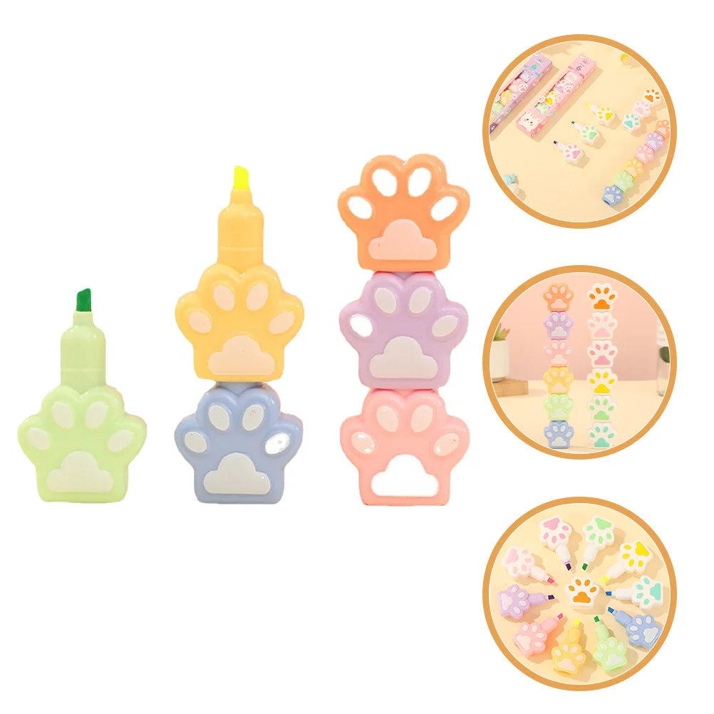 1Set Highlighter Bentuk Cakar Kucing Lucu, Pena Highlighter Warna-warni Kartun untuk Sekolah, Rumah, Kantor, Menulis Jurnal, dan Menandai Catatan