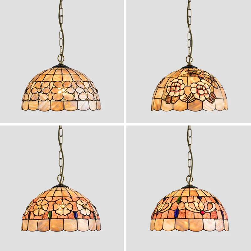 Nordic Vintage Mediterranean Pendant Lights Stained Glass Tiffany Dining Room Bedroom Aisle Bar Home Decor Suspension Luminaire