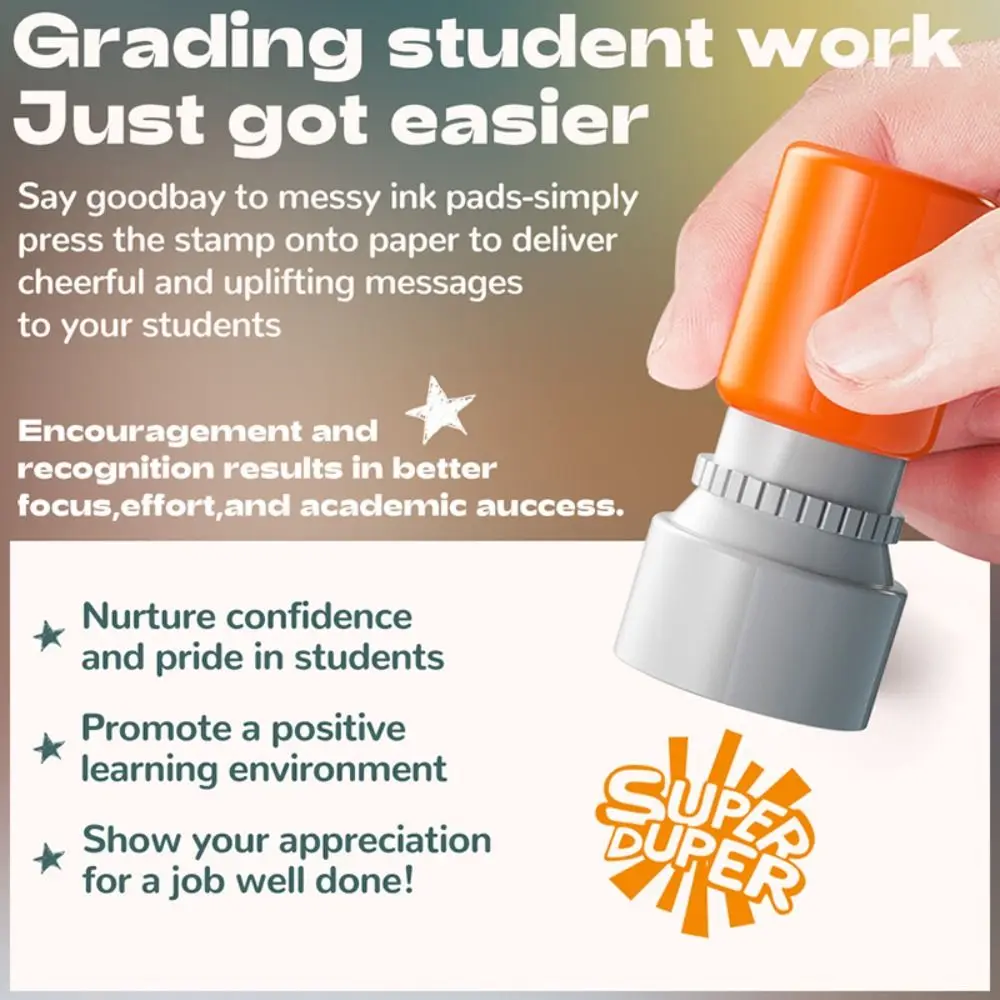 Automatic Inking Teacher's Comment Stamp Encouragement English Version Educational Behavior Stamp Colorful Circular