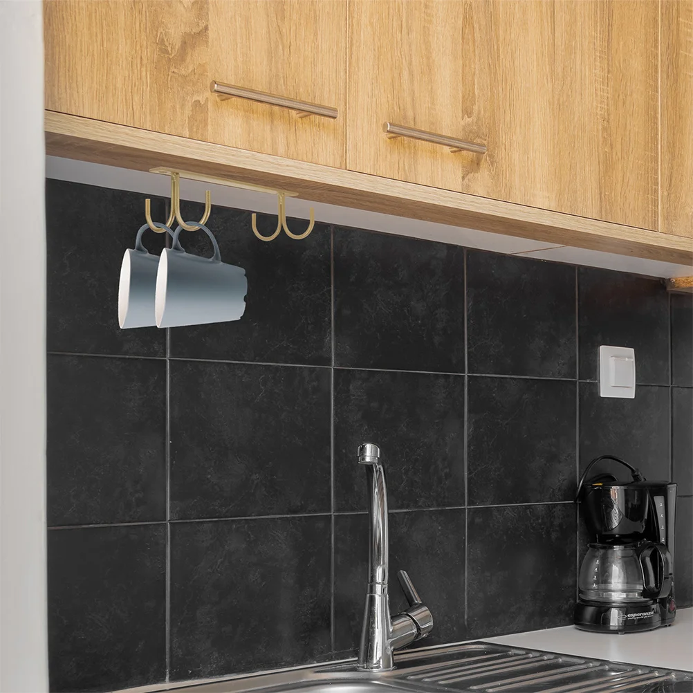 

2pcs Under Cabinet Mug Rack Cup Holder For Kitchen Space Saving Hanging Organizer Mug Hooks Cup Hangers Storage Rack