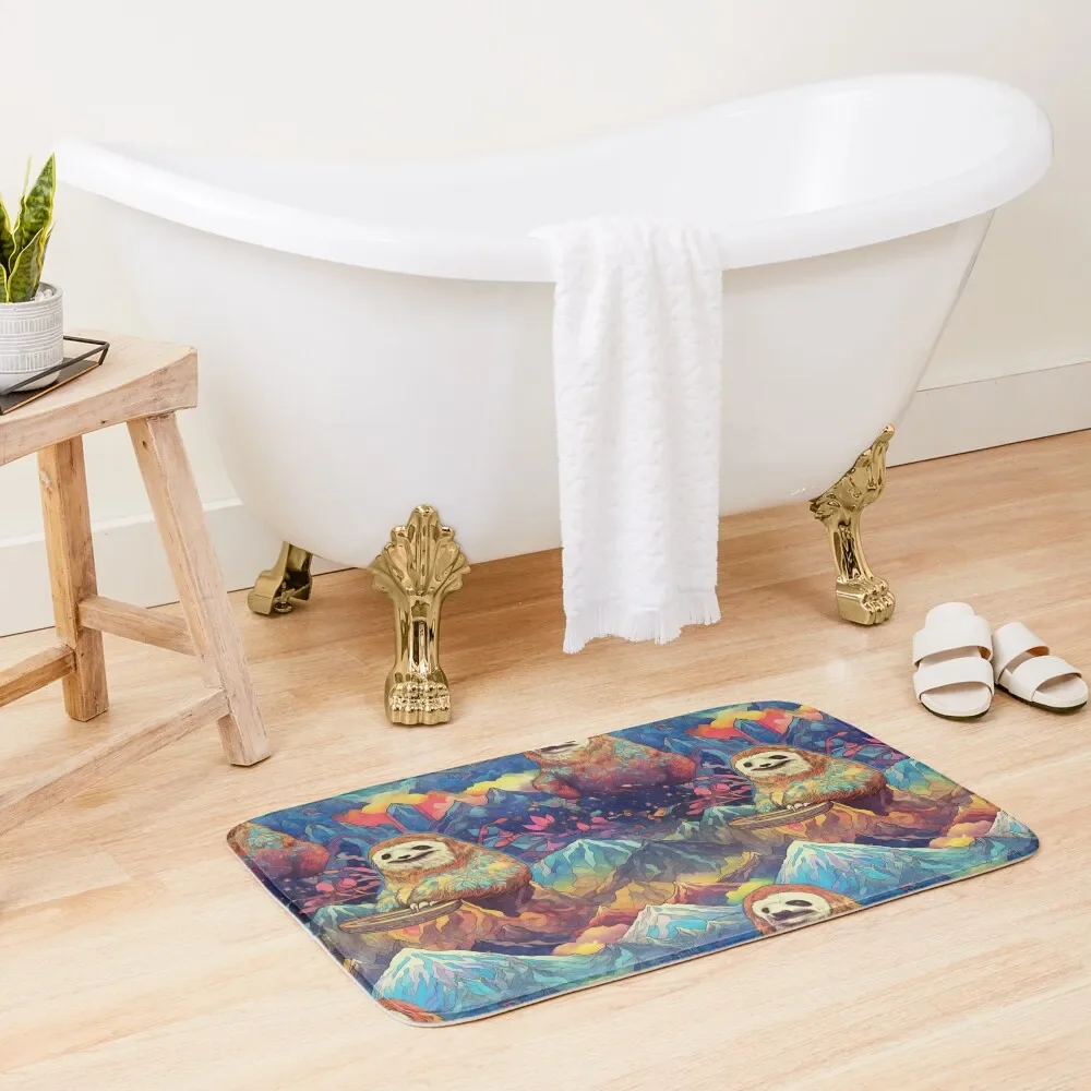 

Happy Sloth Shaman - Sloth Nouveau pattern Bath Mat Accessories Sets For The Bathroom For Bathroom And Toilet Bathroom Items Mat