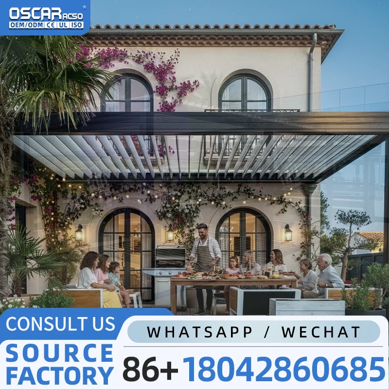 Outdoor Motorized Opening Retractable Patio Awning for Garden Customizable Usage in Backyard and Balcony pergola