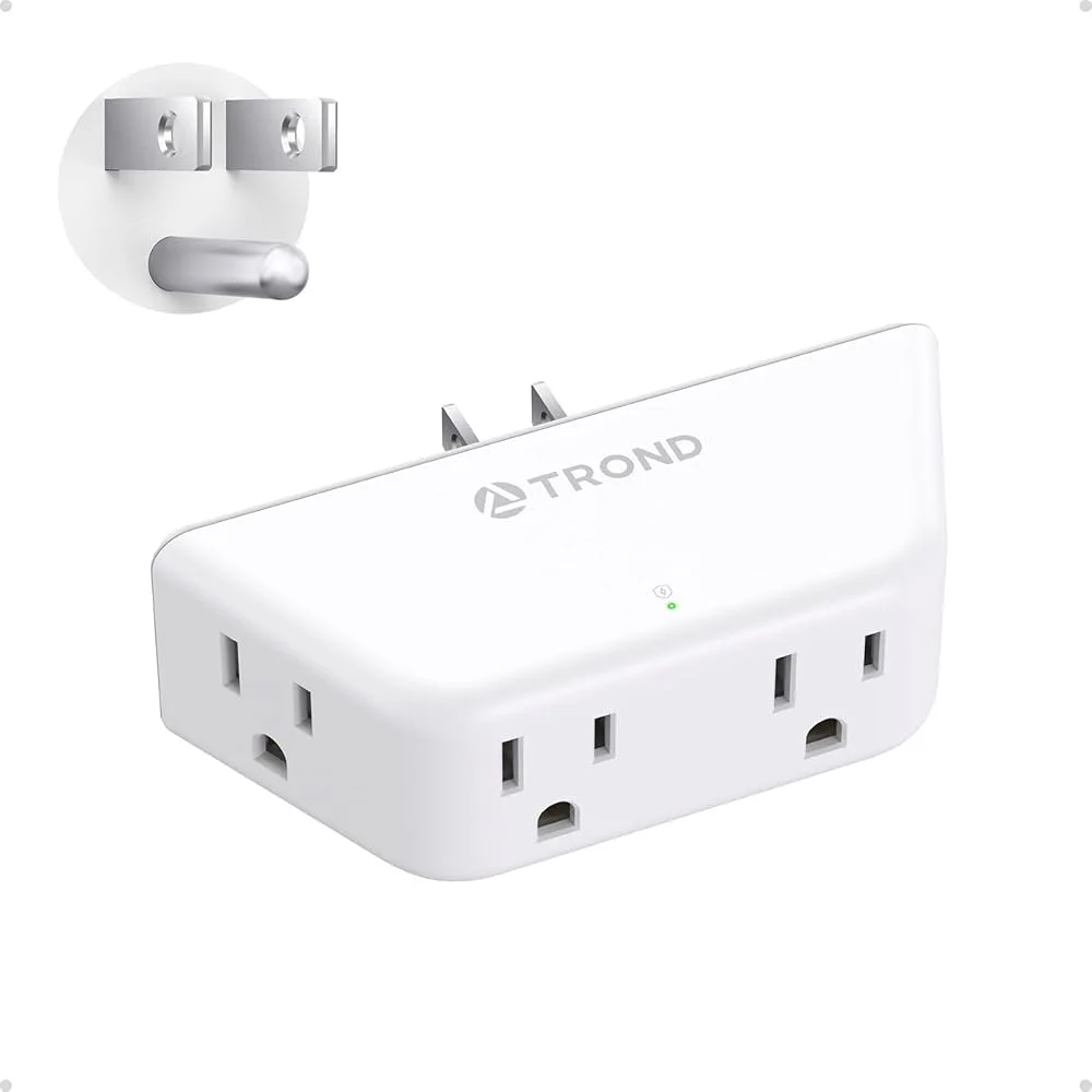 Outlet Extender Surge Protector with 4 Grounded Sockets 3 Way Angled Plug Adapter Compact Electrical Wall Power Splitter 900J