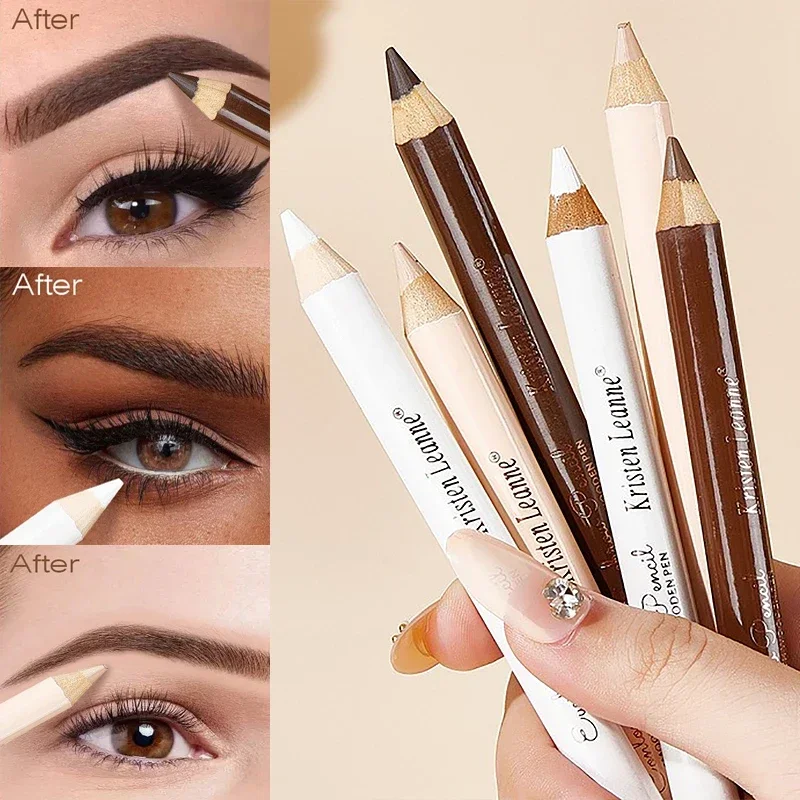 3 stücke weiße Augenbrauen Lidschatten Kontur Concealer Holz Bleistift Set langlebig wasserdicht matt nackt braun Lidschatten Liner Make-up-Kit