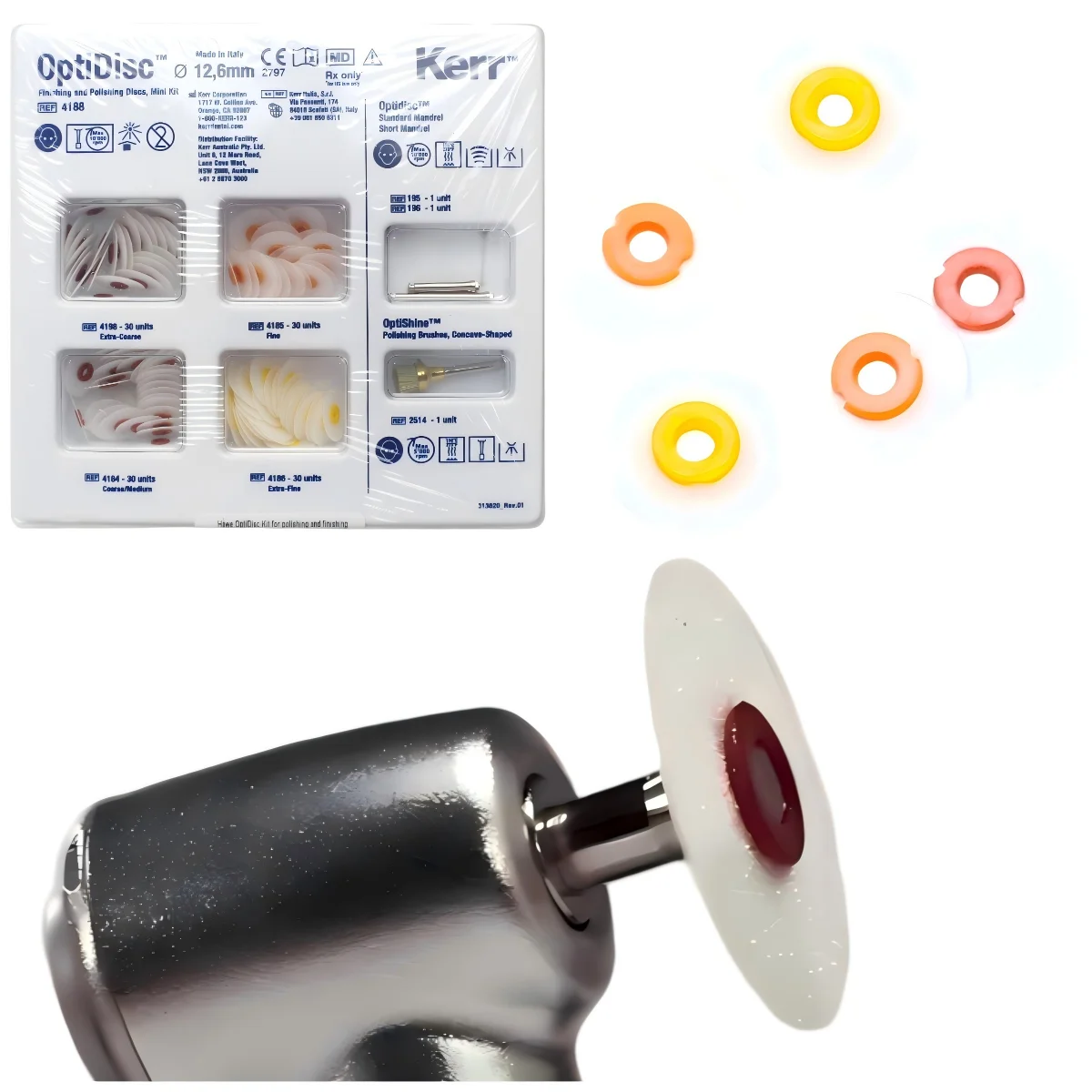 

Kerr OptiDisc Polishing Discs Mini Kit 4188 for Composite Resin Surface Finishing High Gloss Polishing 12.6mm Dental Clinic Tool