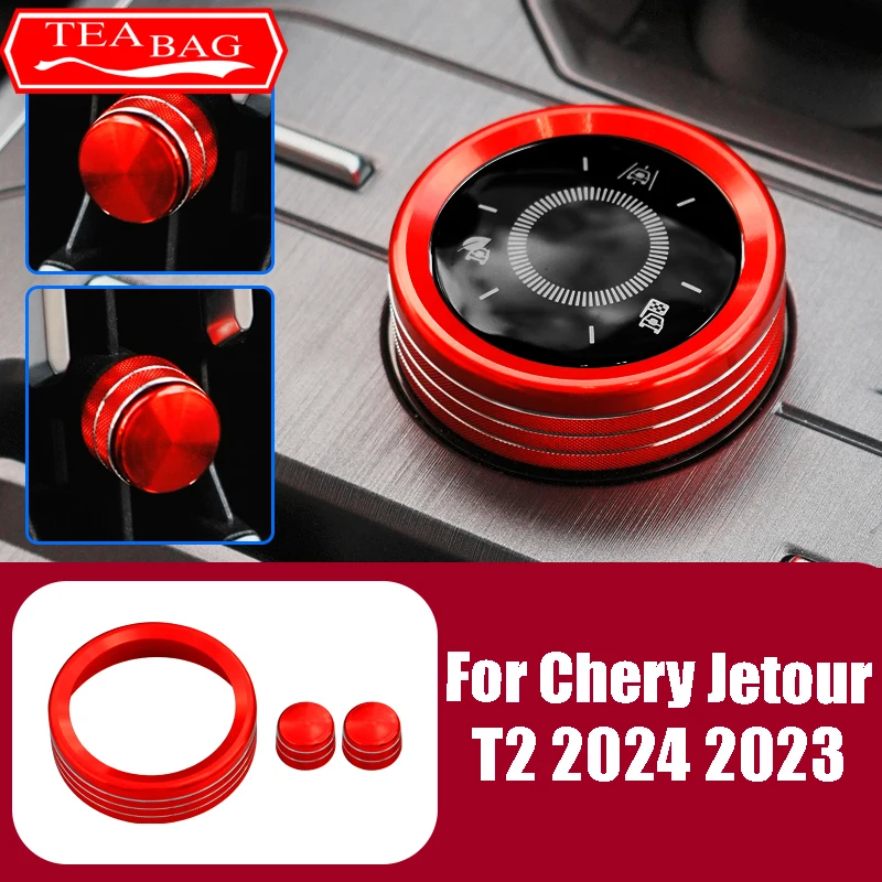 

For Chery Jetour T2 2024 2023 Car Styling Driving Mode Knob Ring Air Vent Trim Aluminum Frame Cover Interior Auto Accessories