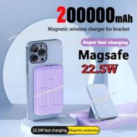200000mAh Magnetic Power Bank With Foldable Stand For iPhone Samsung Portable Wireless Charger for Xiaomi Apple External Battery