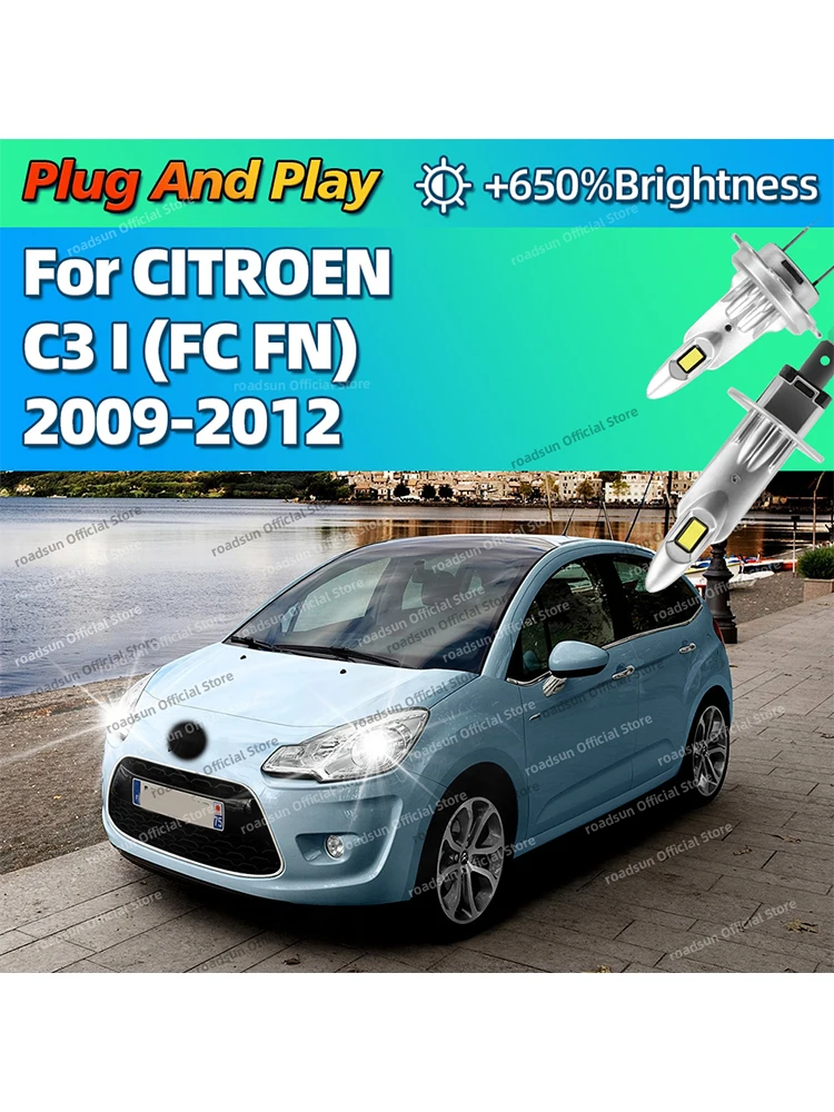 Ampoules de phares de voiture puissantes à LED, 25000lm, Super lumineuses, pour CITROEN C3 I FC FN 2009 2010 2011 2012, 2/4 pièces