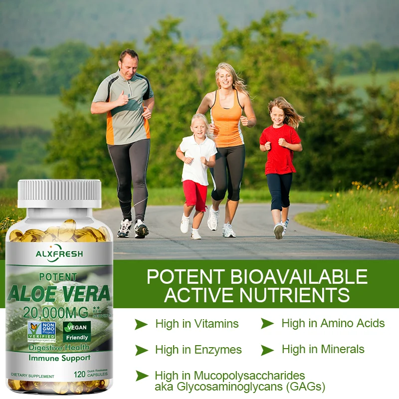 Alxfresh Aloe Vera Capsules Support Intestinal Digestion Weight Loss Immune Function Support Cardiovascular & Joint Health