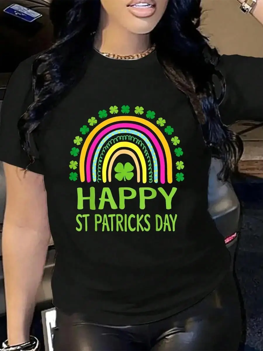100_ Cotton Happy St Saint Patrick s Day Rainbow Girls Kids T-Shirt Men s Women s Soft Breathable Tee Classic Fashion Summer Tops Printing Short