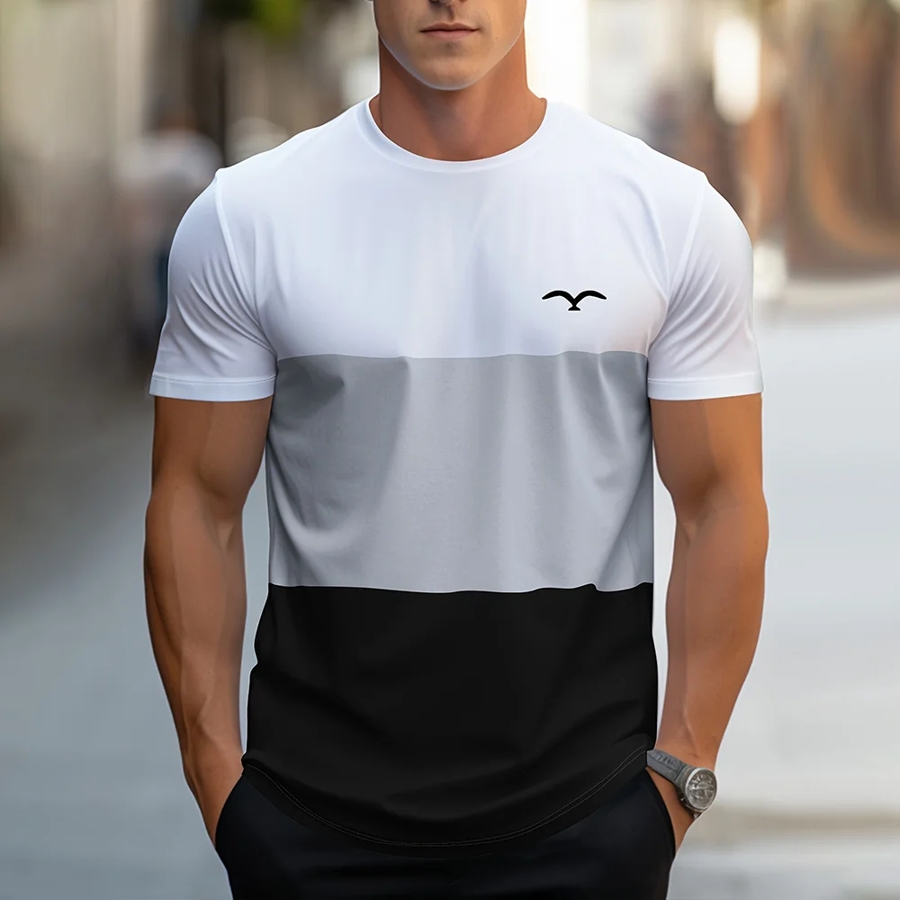 

Simple Men's Clothes Men's T-Shirt 3D Stripe Print Short Sleeve Tops Casual Oversized Street Daily Tee Summer polyester tshirt