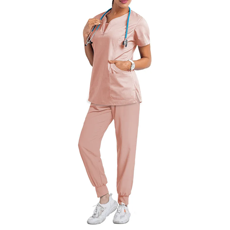 Stretch Medical Uniforms Women Scrubs Sets Tops Pant Nurses Accessories Hospital Doctors Dental Clinic Lab Worwear Clothes Suits