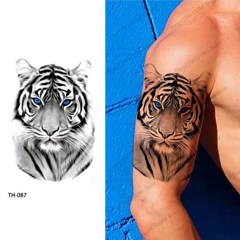 Men\'s Temporary Tattoos for Hand Arm Body Waterproof Wolf Tiger Lion Animal Tattoo Stickers Fake Tattoo Decal for Women