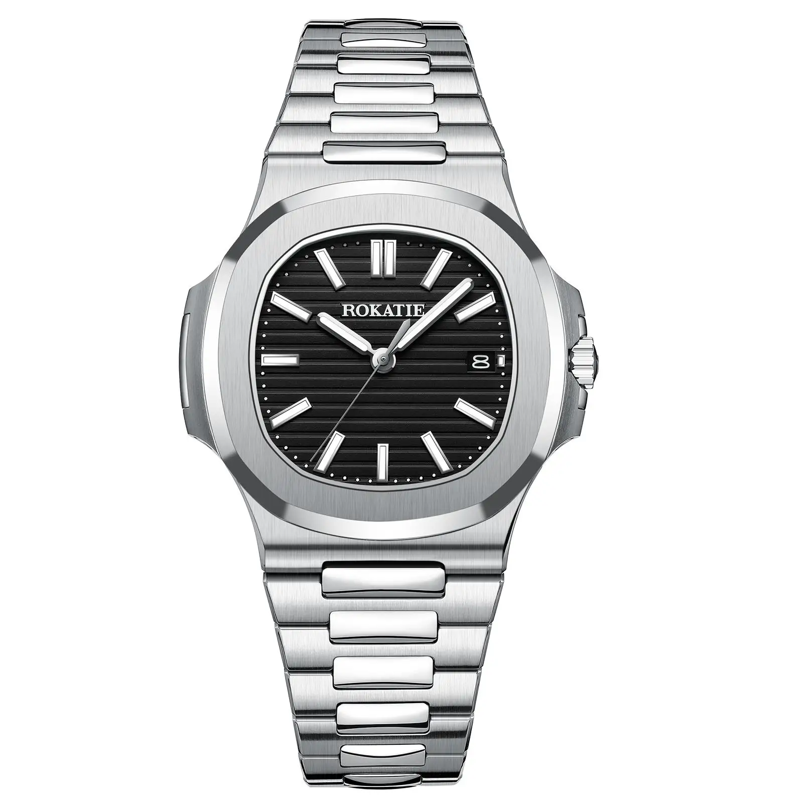 

Механические часы ROKAT с люминесцентными стрелками, из нержавеющей стали 316L, с механизмом 9015, автоматические, водонепроницаемые до 5ATM, наручные часы с автоподзаводом.