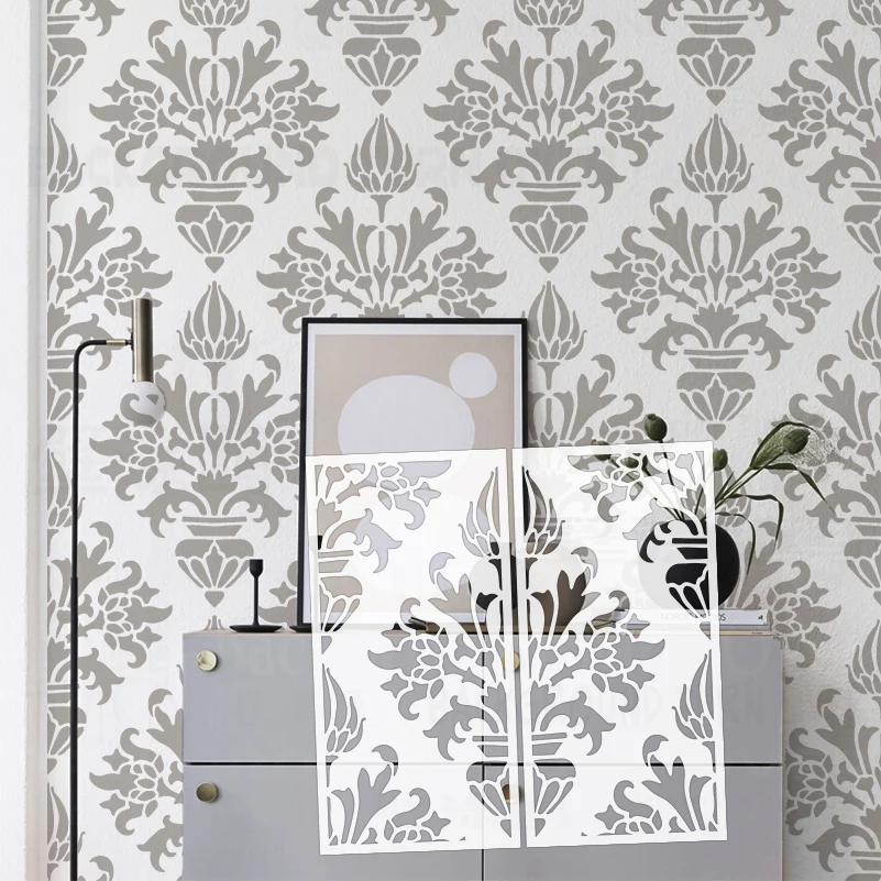 40cm - 80cm Stencil Wall For Painting Decor Decorative Plaster Template Furniture Makers Decors Damask Vintage Retro S416