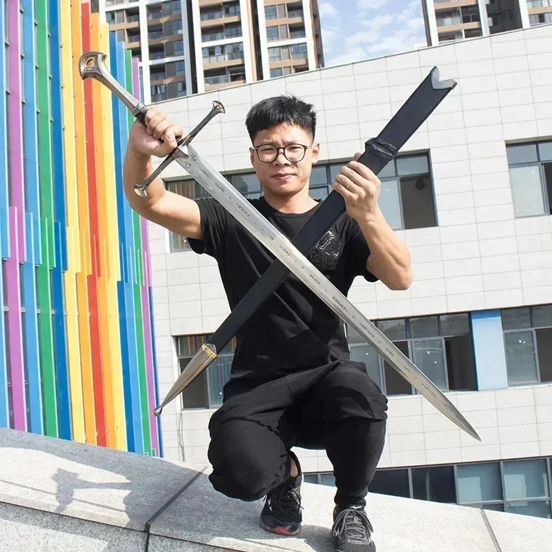 CyCos 1/1 132 سنتيمتر Lord II Aragorn Narsil Narthil Anduril معدن طويل السيف الجدار الشنق تأثيري زي حفلة الدعائم لم يتم شحذها #4