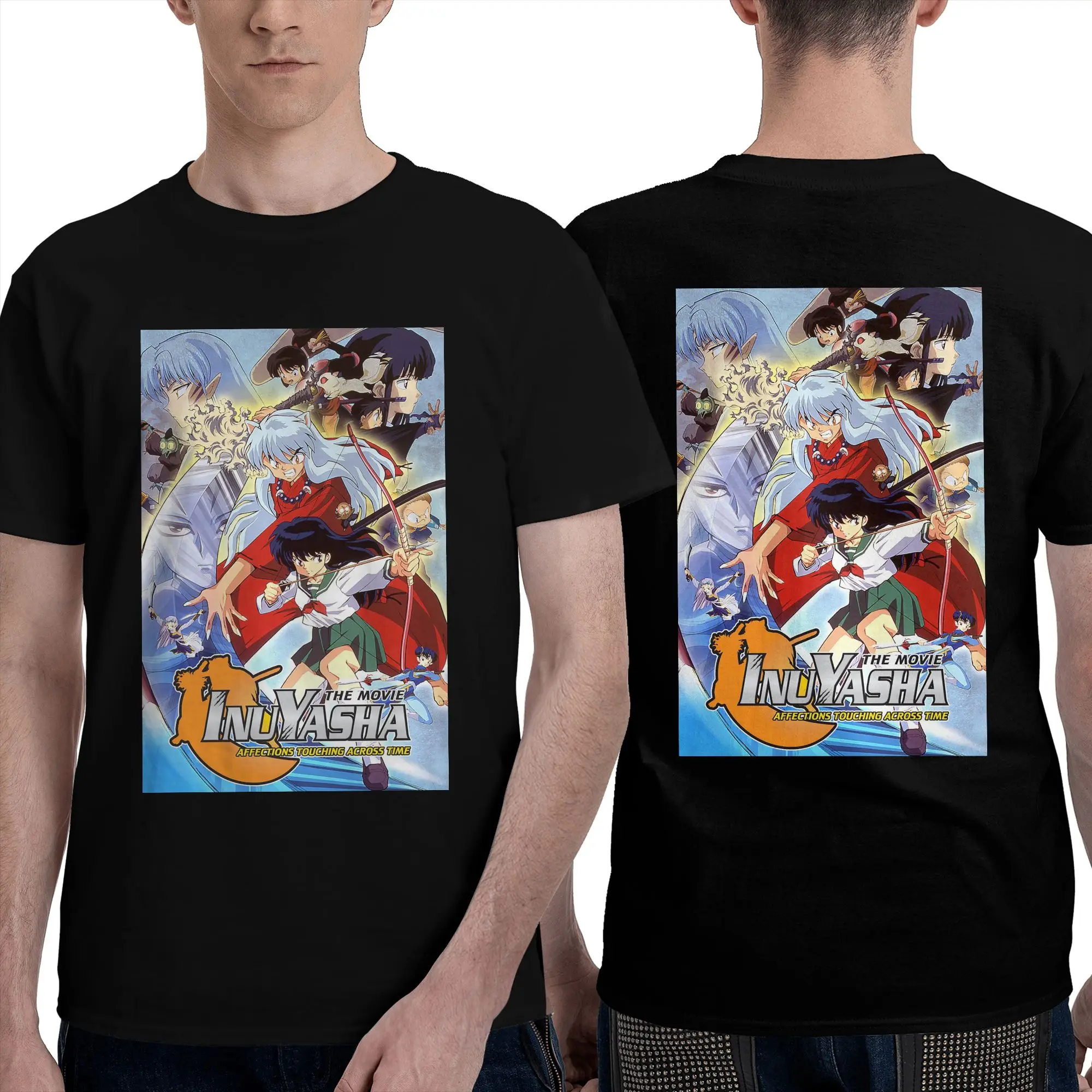 Camiseta Manga Kimono Inuyasha Sesshomaru para hombre, camisetas de doble cara de talla grande, camisetas de algodón con cuello redondo para hombre, camisetas cortas de verano para hombre