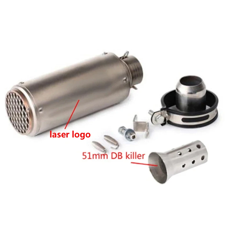Motorfiets uitlaat inox uitlaat koolstofvezel uitlaat Universele 51/60mm met DB Killer voor z900 R3 R25 MT07 MT09 R1 Z400 Z650