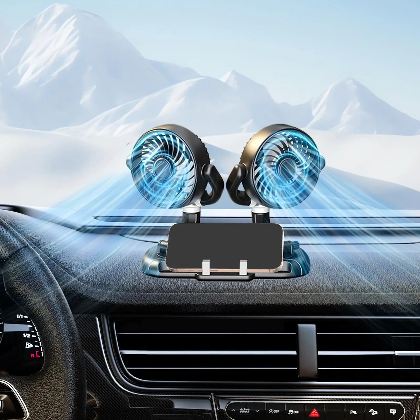 Car USB Fan 3-speed Quiet Powerful Portable Strong Airflow Desk Fan For Automobile Outdoors Vehicle Travel Road Trip Commuting