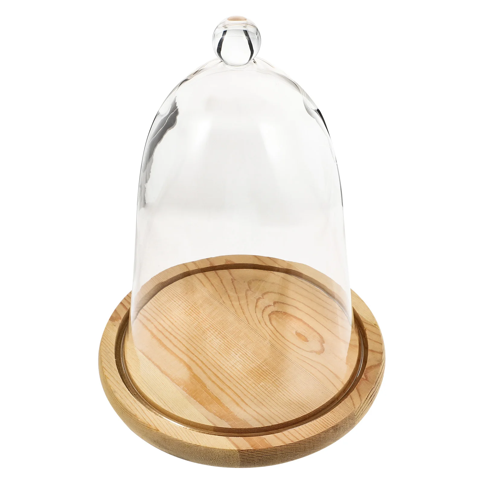 

1Set Micro Landscape Eternal Flower Glass Dome Decorative Preserved Flower Cover Glass Wood Display for Living Room Office