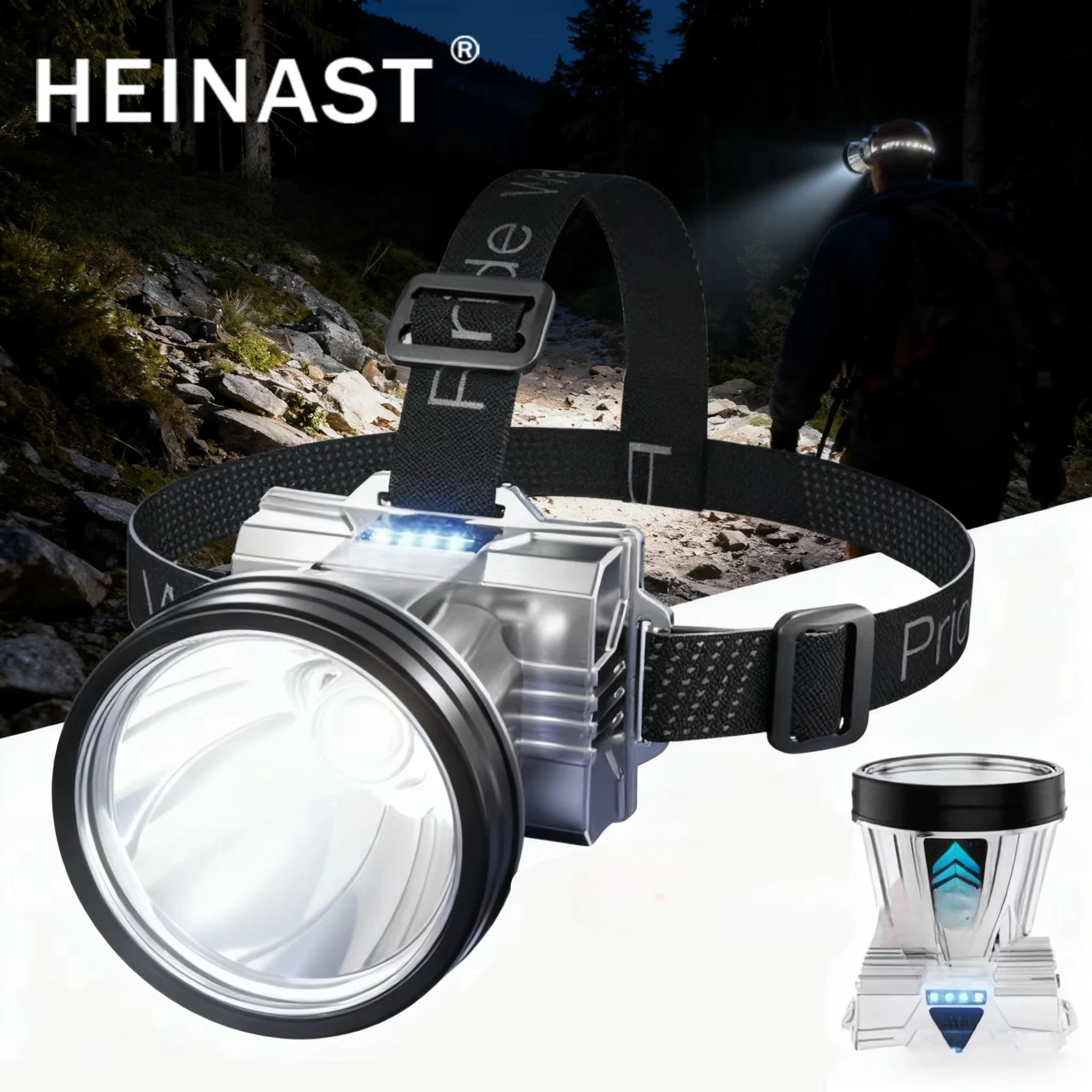 LED Fishing Headlamp Rechargeable Lamp High Power LED Flashlights Lanterna Supports Both High and Low Beam With Sensing Function