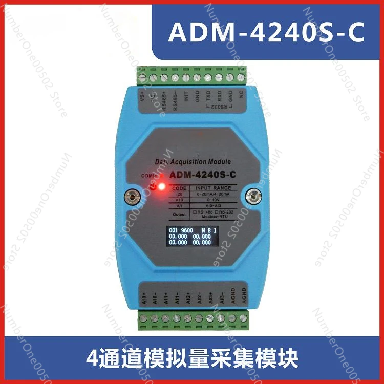 

ADM-4240S-C 4-channel Analog Acquisition Module 4-20mA 0-10V 0-20mA To 485 Current Voltage Modbus RTU