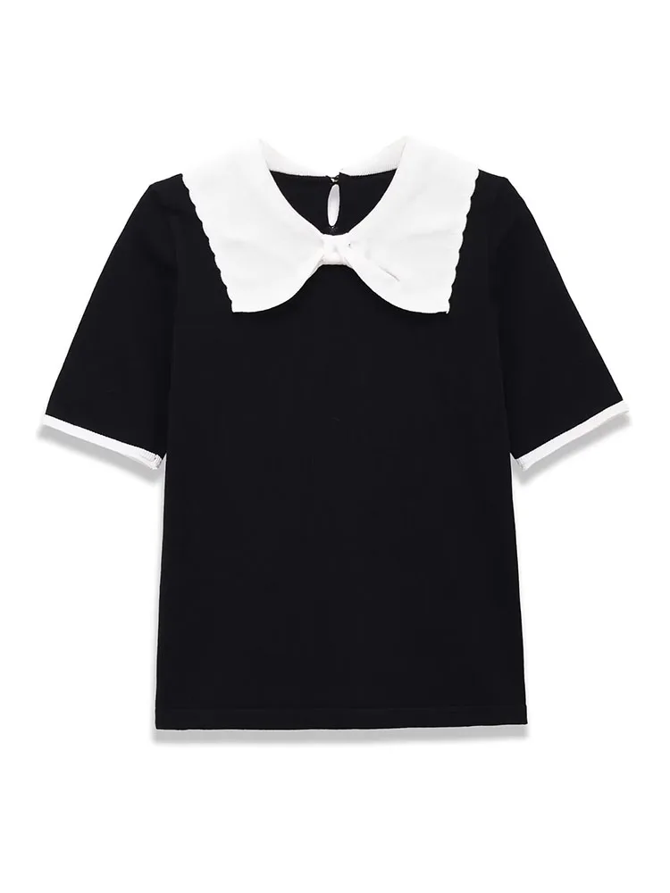 HH Frauen 2026 Sommer Mode Vielseitig Bogen Trikot Revers T-Shirt Weibliche High Street Beiläufige Dünne Pullover Kurzarm Top Mujer