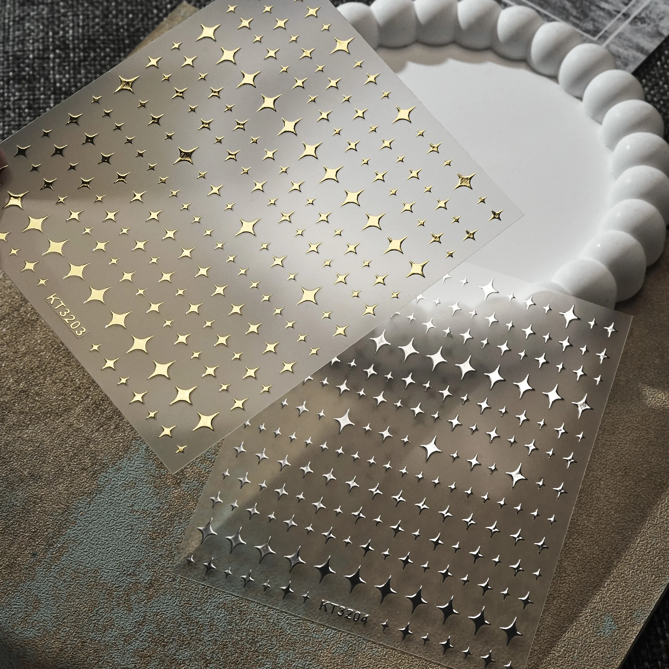 Autocollants pour ongles 3D en métal argent doré Starburst, 1 pièce, décalcomanies de décoration pour Nail Art français Y2K, pointes de Nail Art, charme pour ongles