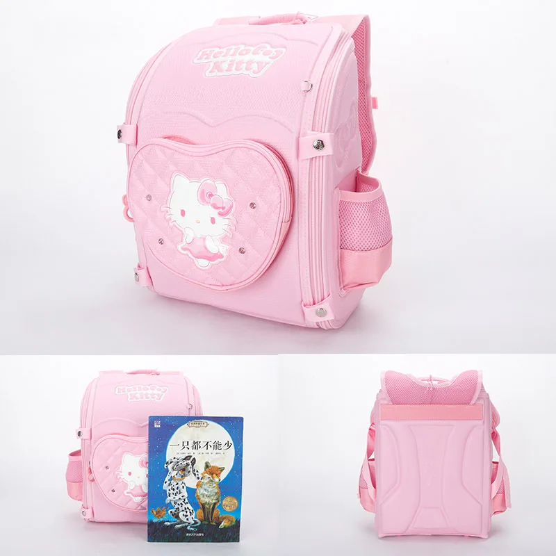 Miniso Hello Kitty Children Cartoon Backpack Primary Student Schoolbag Cute Girls Relieve Burden School Bag Grades 1-3 Kids Gift