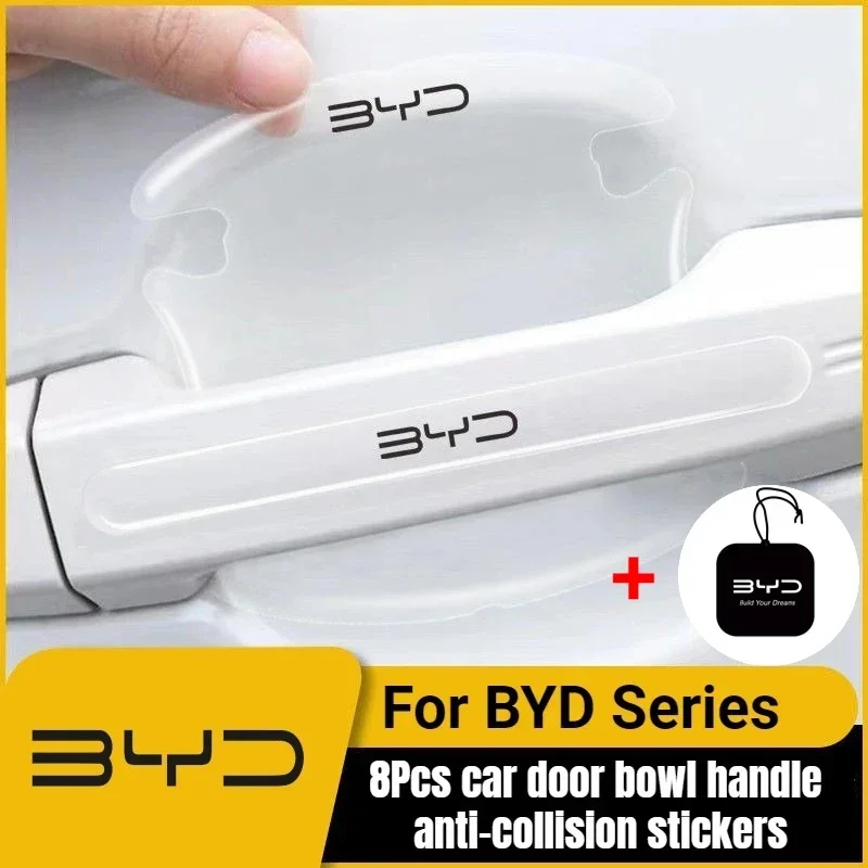 4PCS 8PCS Car Door Handle Protector Anti Scratch Sticker For BYD Seal Atto 3 Sealion 7 Dolphin Song Plus Han Tang