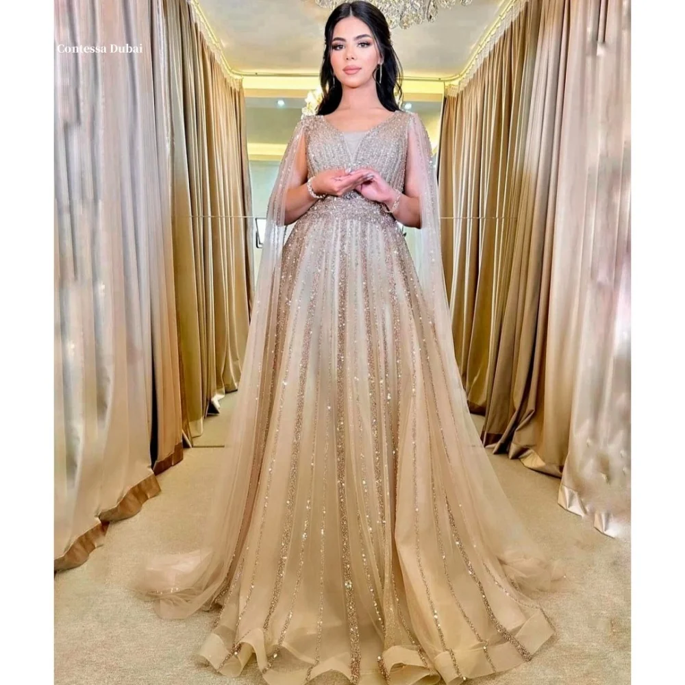 sachin and babi light blue dress Dazzling Champagne Sequin Long Sleeve Slit Formal Gown