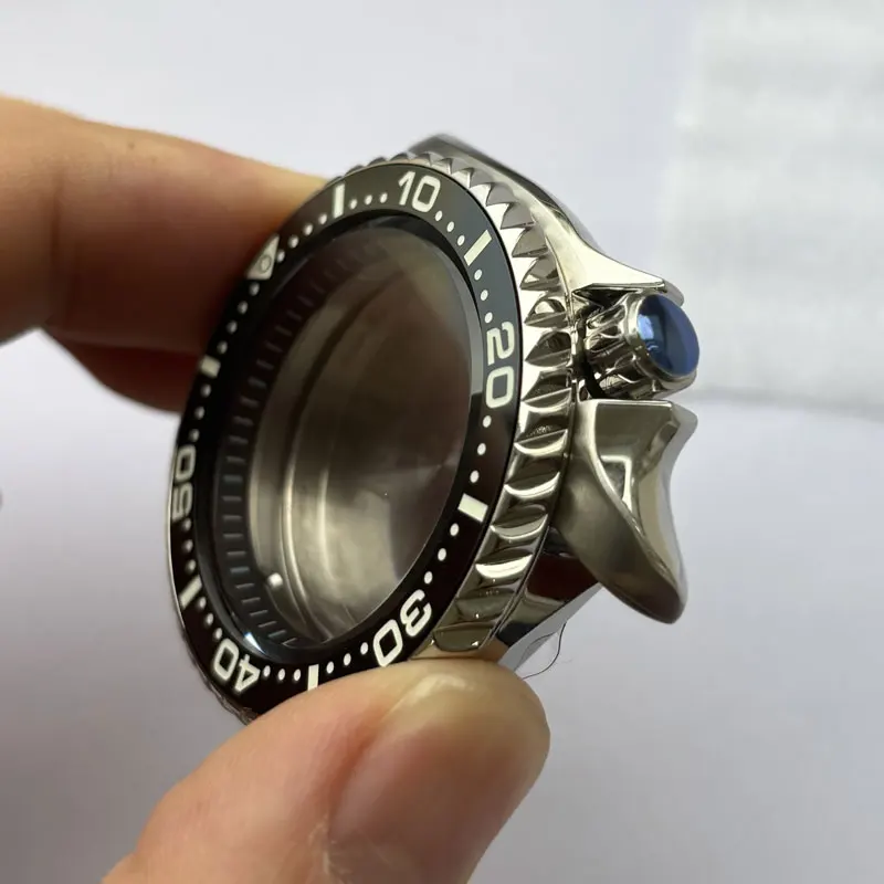 Детали для часов, твердый корпус из нержавеющей стали 41 мм SKX007 BGW-9, синий светящийся безель, сапфировое стекло, подходит для механизма NH35/36, 30 бар