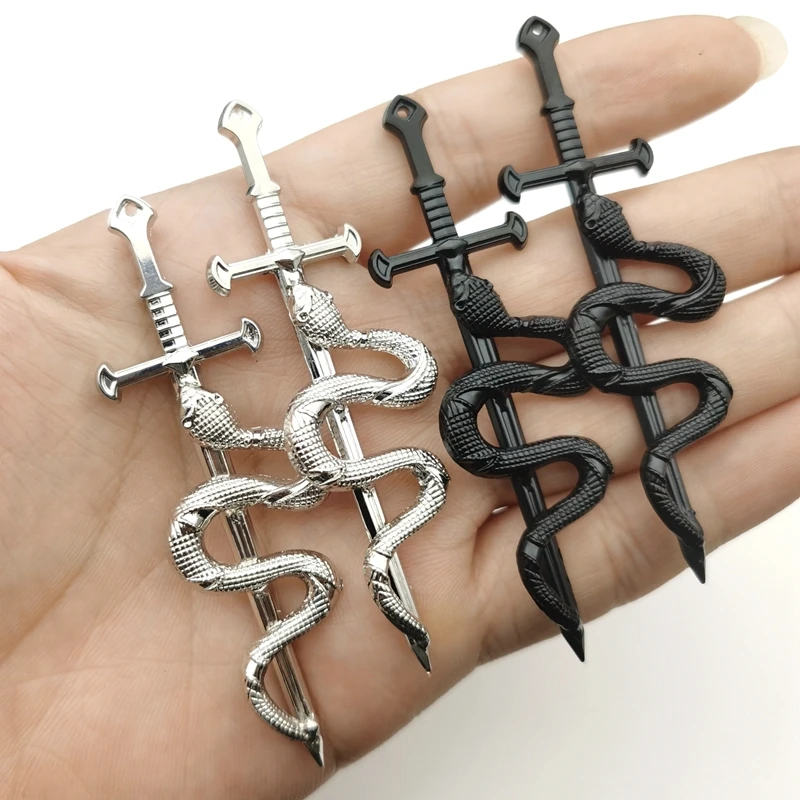 3pcs Snake Sword Pendant 80*25mm Charms Tibetan Silver Plated Pendants Antique Jewelry Making DIY Handmade Craft Antique ,black