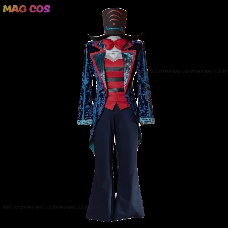 hasbin Cosplay Hotel Vox Cosplay Costume Carnival Christmas Costumes Uniform Suit Outfit Halloween Blue Red Suit Sparkle Cosplay