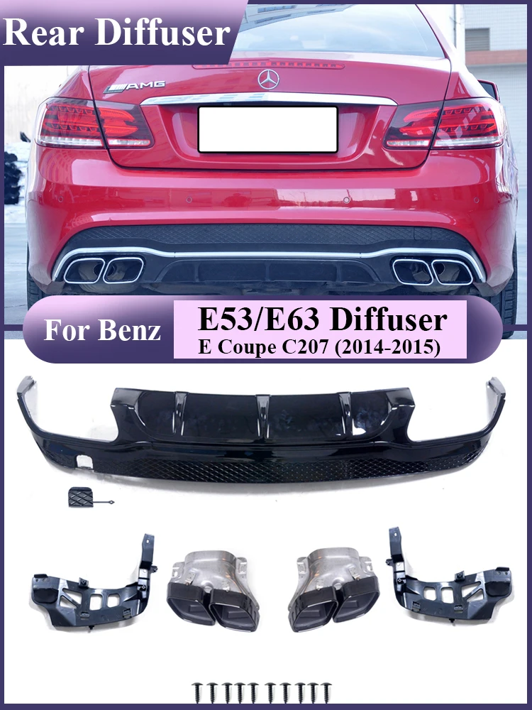 For Mercedes Benz E Coupe C207 W207 Rear Diffuser With Exhaust Pipe E53 E63 AMG  E200 E250 E260 E350 2014-2015 Car Accessories