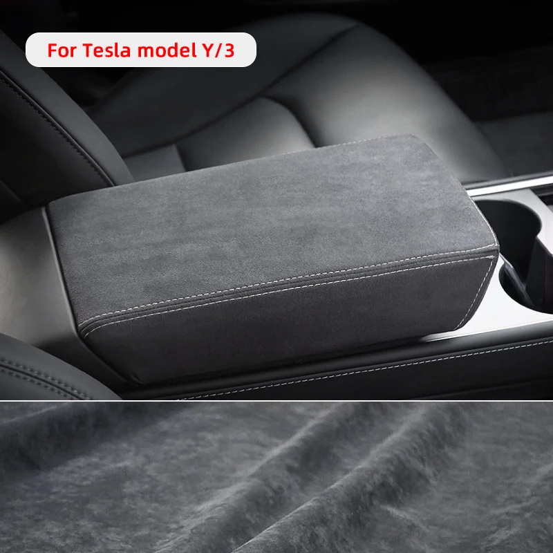 For Tesla Model 3 Central Control Armrest Leather Protective Cover Model Y Armrest Cushion Car Chair Armrest Cushion Cover