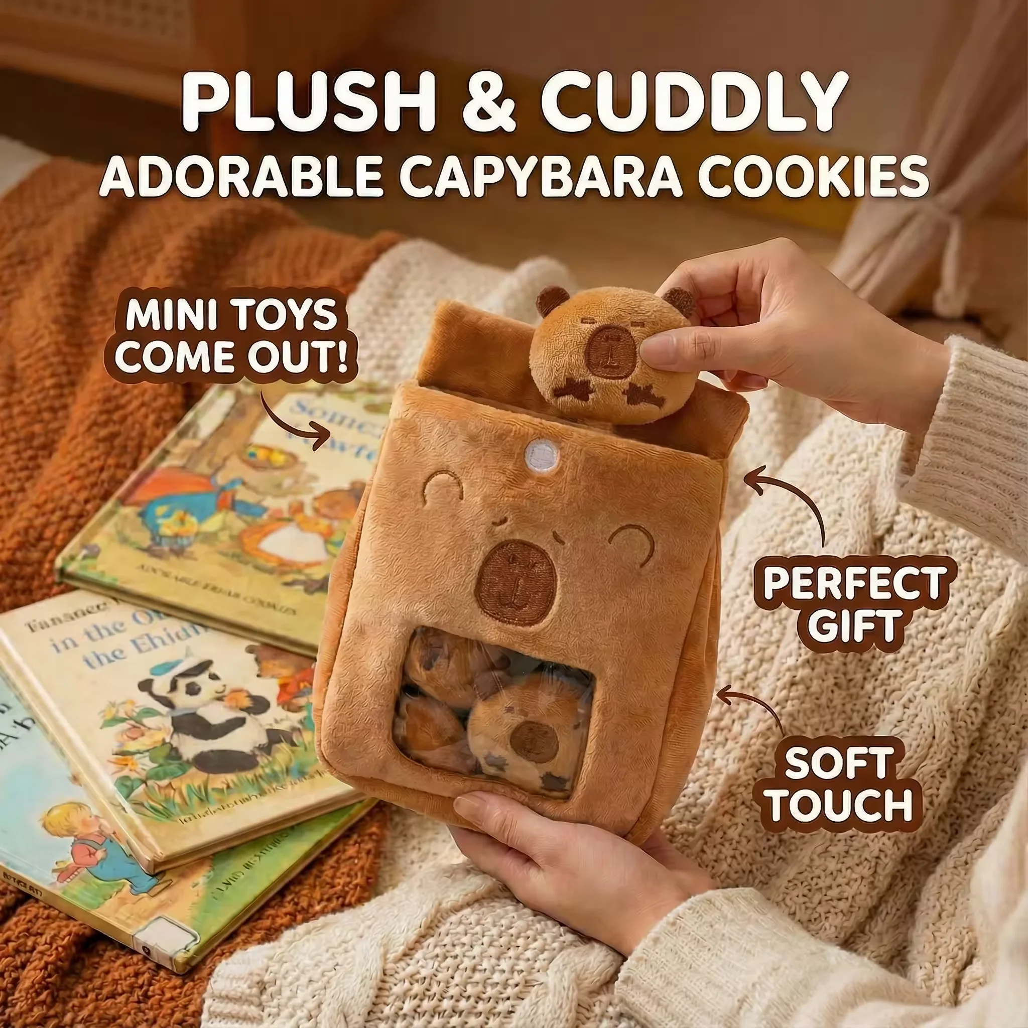 Adorable Stuffed Capybara Doll with Snack Bag Cartoon Plush Toys Creative Capybara Bread Bag Kawaii Kids New Year Birthday Gift