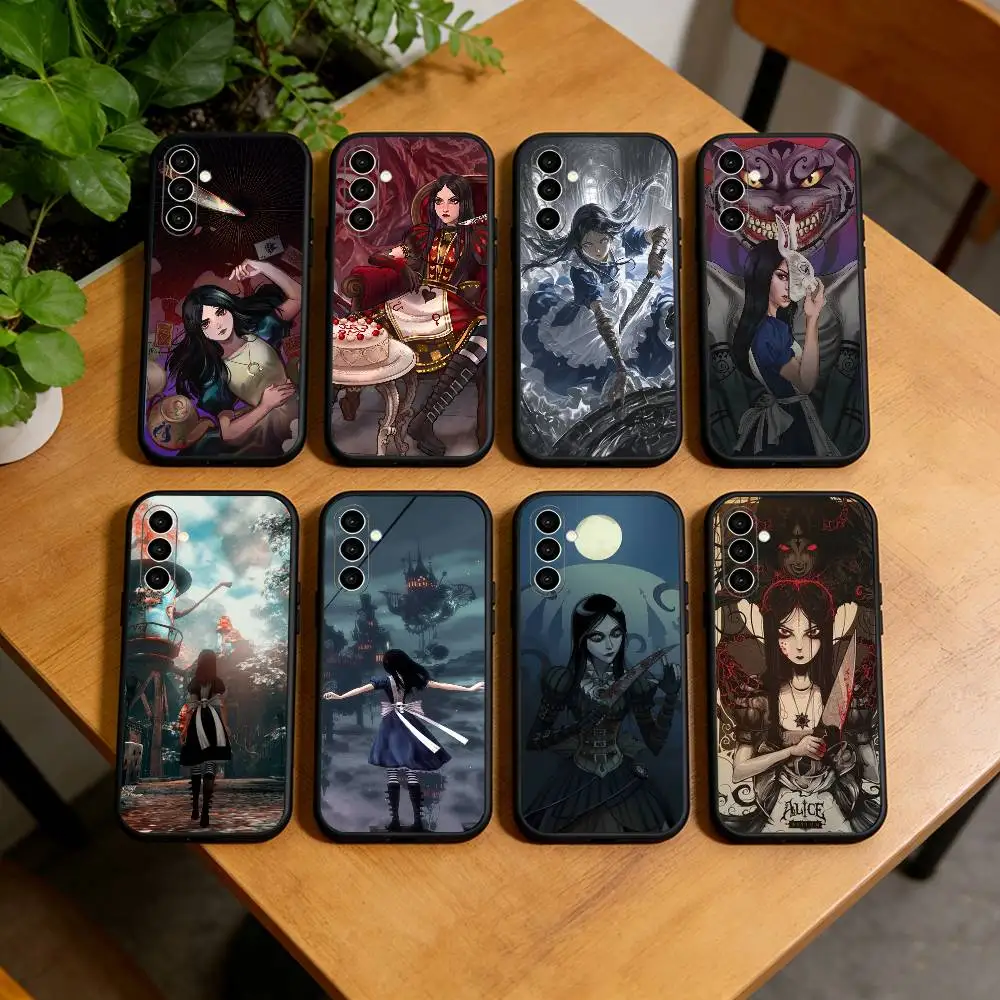 

A-Alice M-Madness R-Returns Phone Case Black Silicone Soft For Samsung Galaxy A73,A72,A71,A70,A53,A52,A51