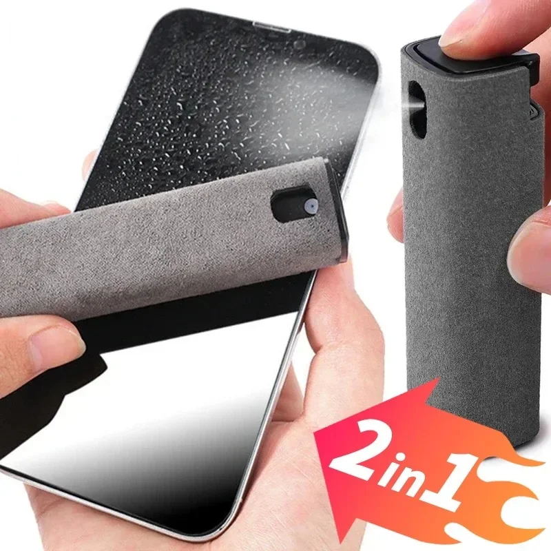 2 in 1 Phone PC Screen Cleaner Spray Bottle Set Mobile Phone Tablet PC Laptop Screen Dust Remover Microfiber Wiper Cleaner Tool