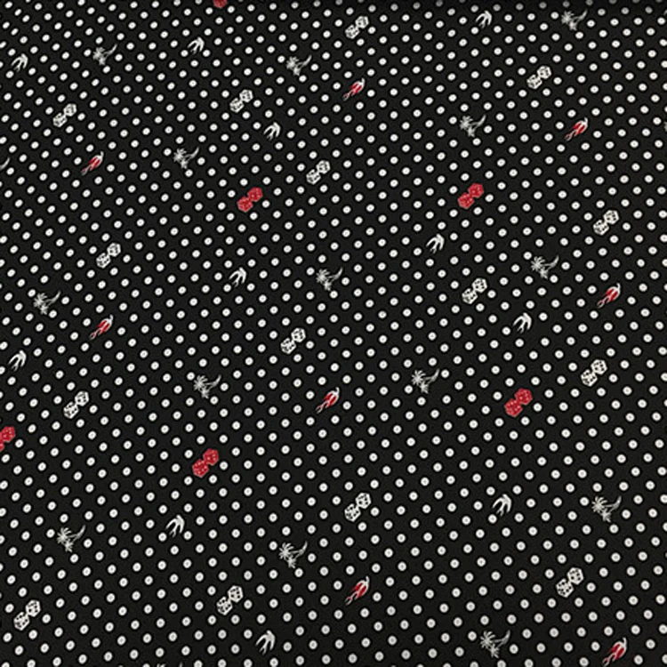 Fashion white polka dot print on black 100% pure mulberry silk crepe de chine fabric 138cm width for girl,SCDC1432