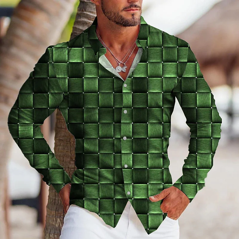 Camisa informal de manga larga para hombre, camisa con solapa de un solo pecho, gradiente regular, moda urbana versátil